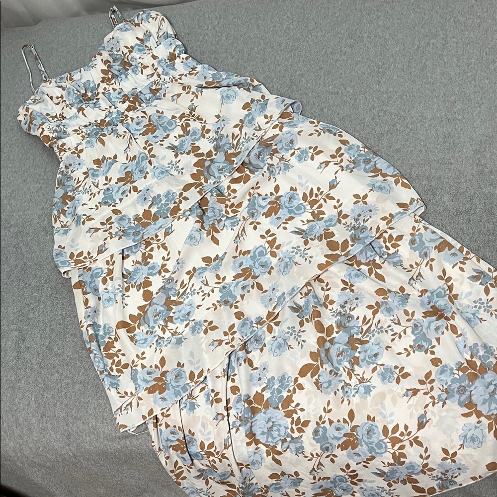 WAYF Tiered Floral Maxi Cami Dress Sundress Medium Cottage Romantic Strap